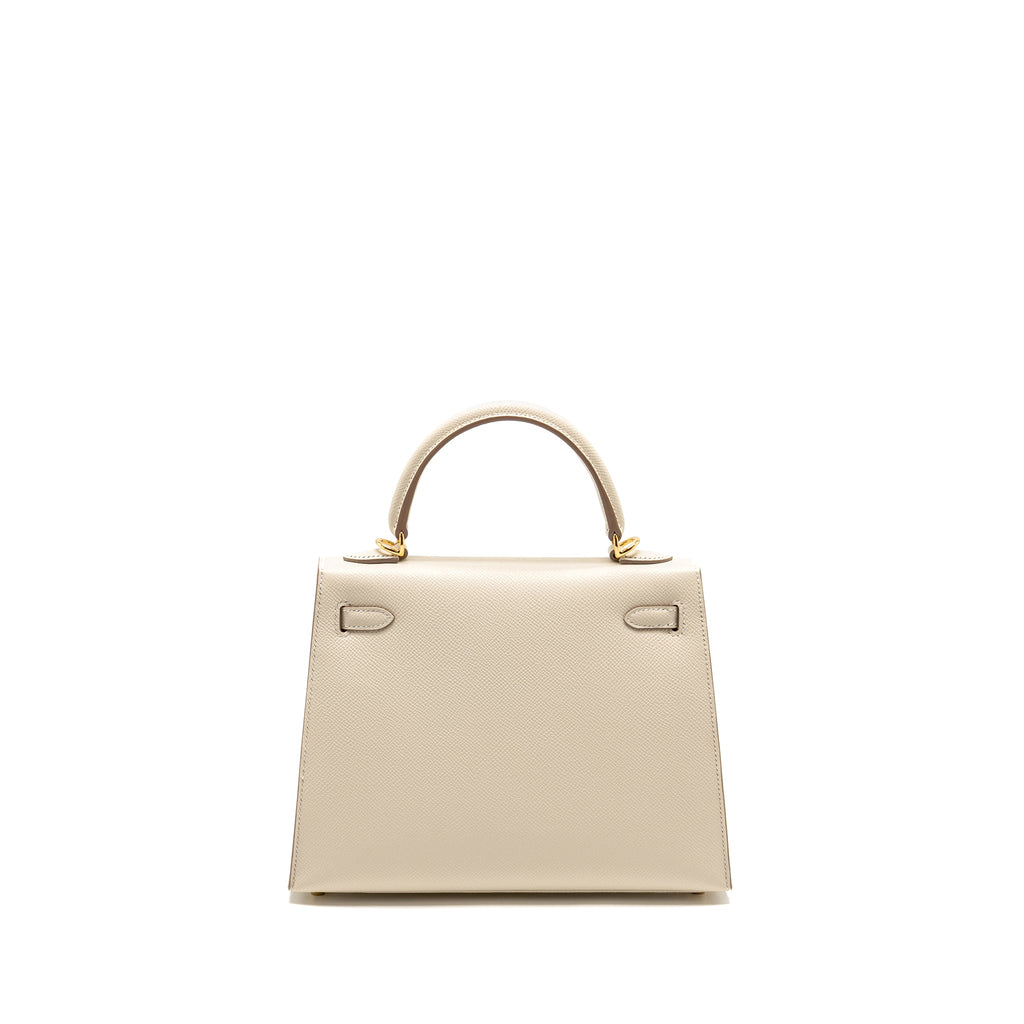 Hermes Kelly 25 Epsom Craie GHW