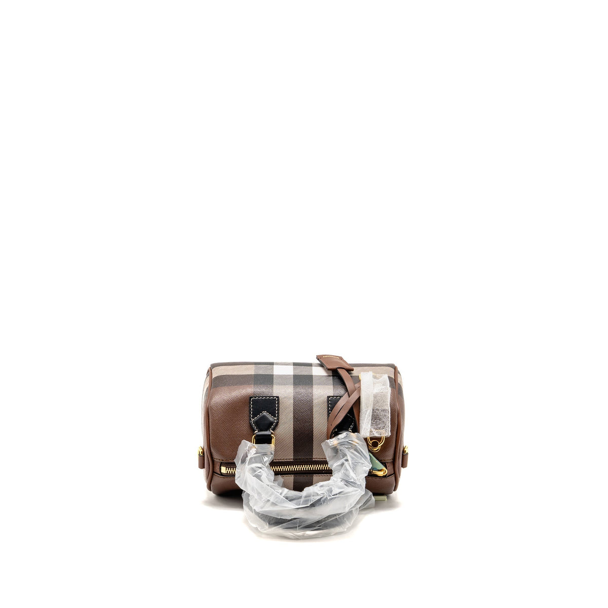 Burberry Mini Check Bowling Bag leather/canvas dark birch brown GHW