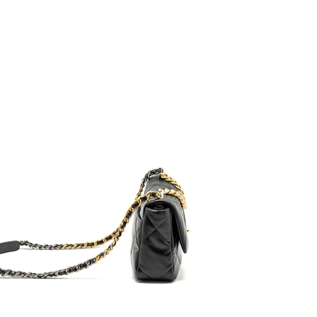 CHANEL SMALL 19 BAG GOATSKIN BLACK MULTICOLOUR HARDWARE