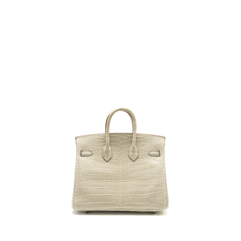 Hermes Birkin 25 Crocodile Porosus Beton SHW