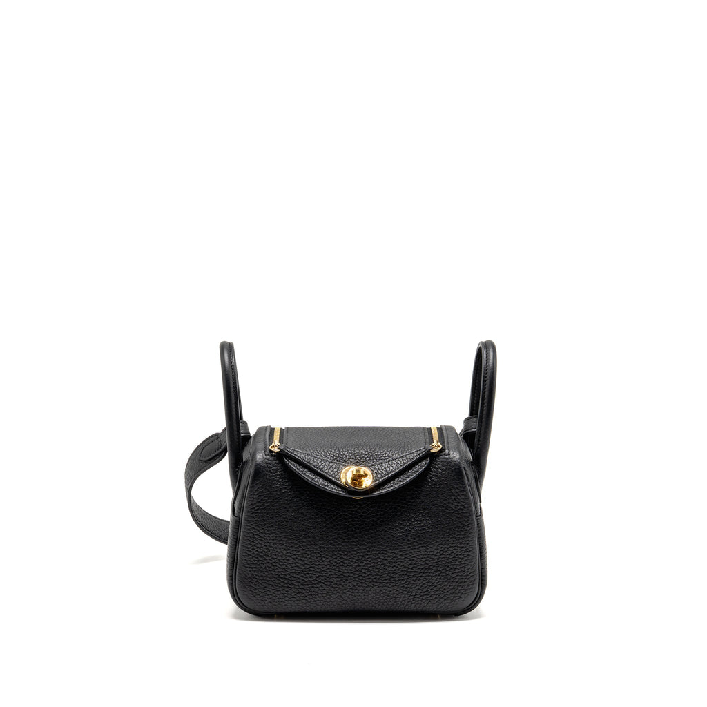 Hermes Mini Lindy Clemence Black GHW