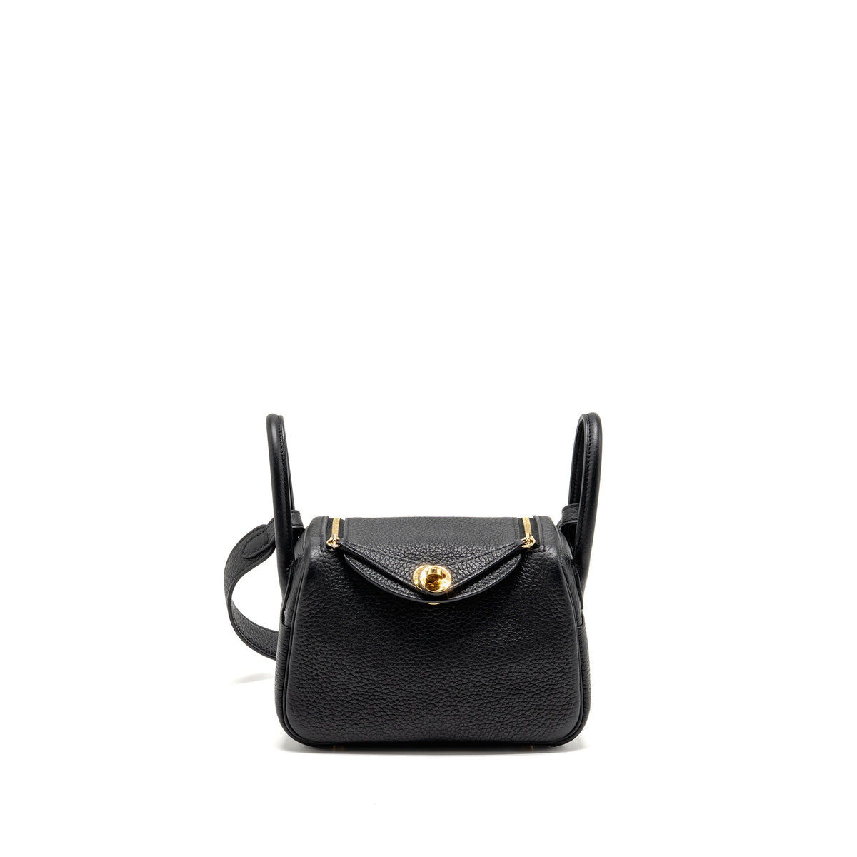 Hermes Mini Lindy Clemence Black GHW