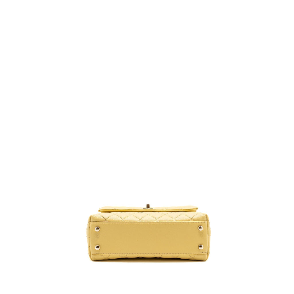 CHANEL SMALL COCO HANDLE CAVIAR 22P LIGHT YELLOW LGHW (MICROCHIP)