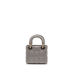 DIOR MINI LADY DIOR LAMBSKIN GREY LGHW