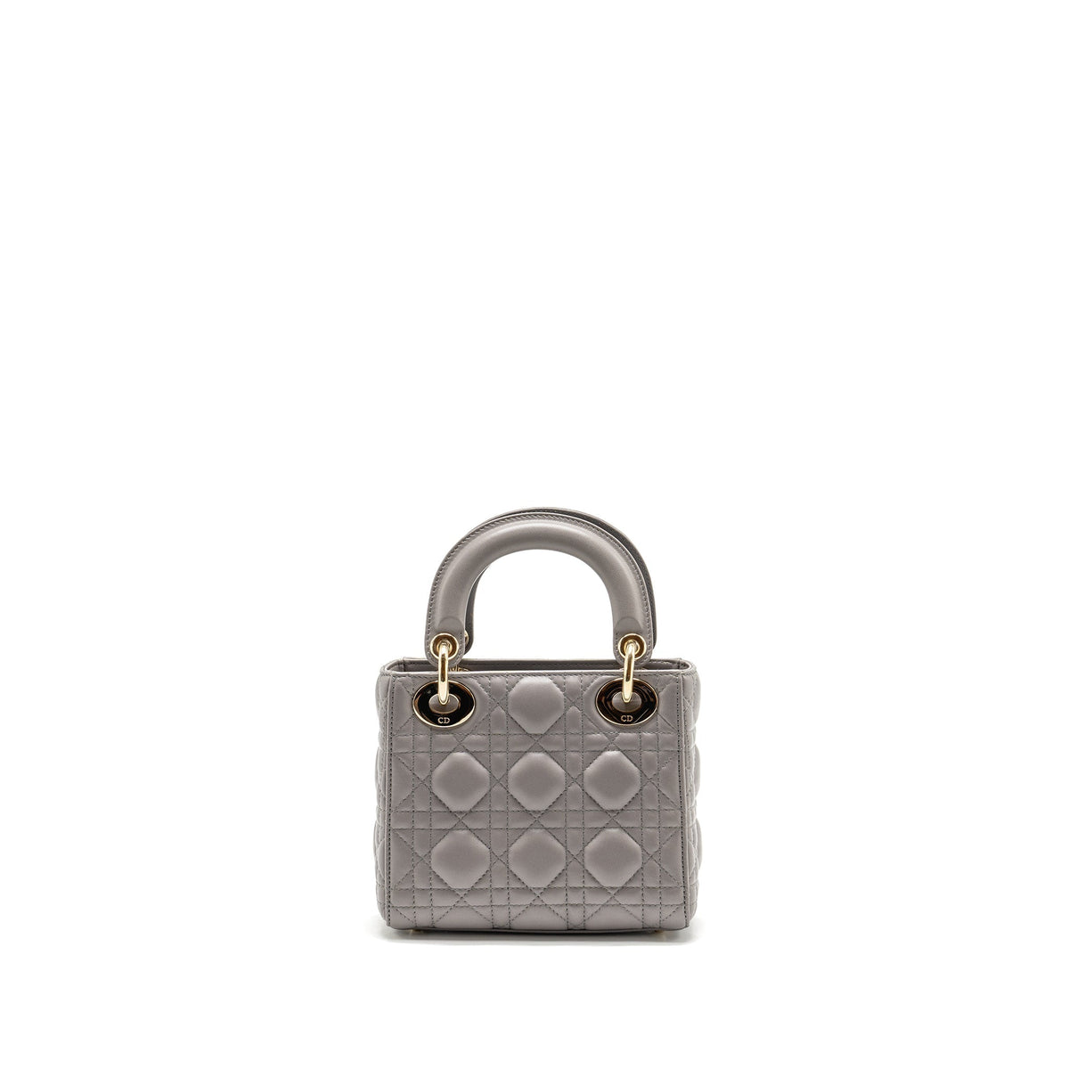 DIOR MINI LADY DIOR LAMBSKIN GREY LGHW