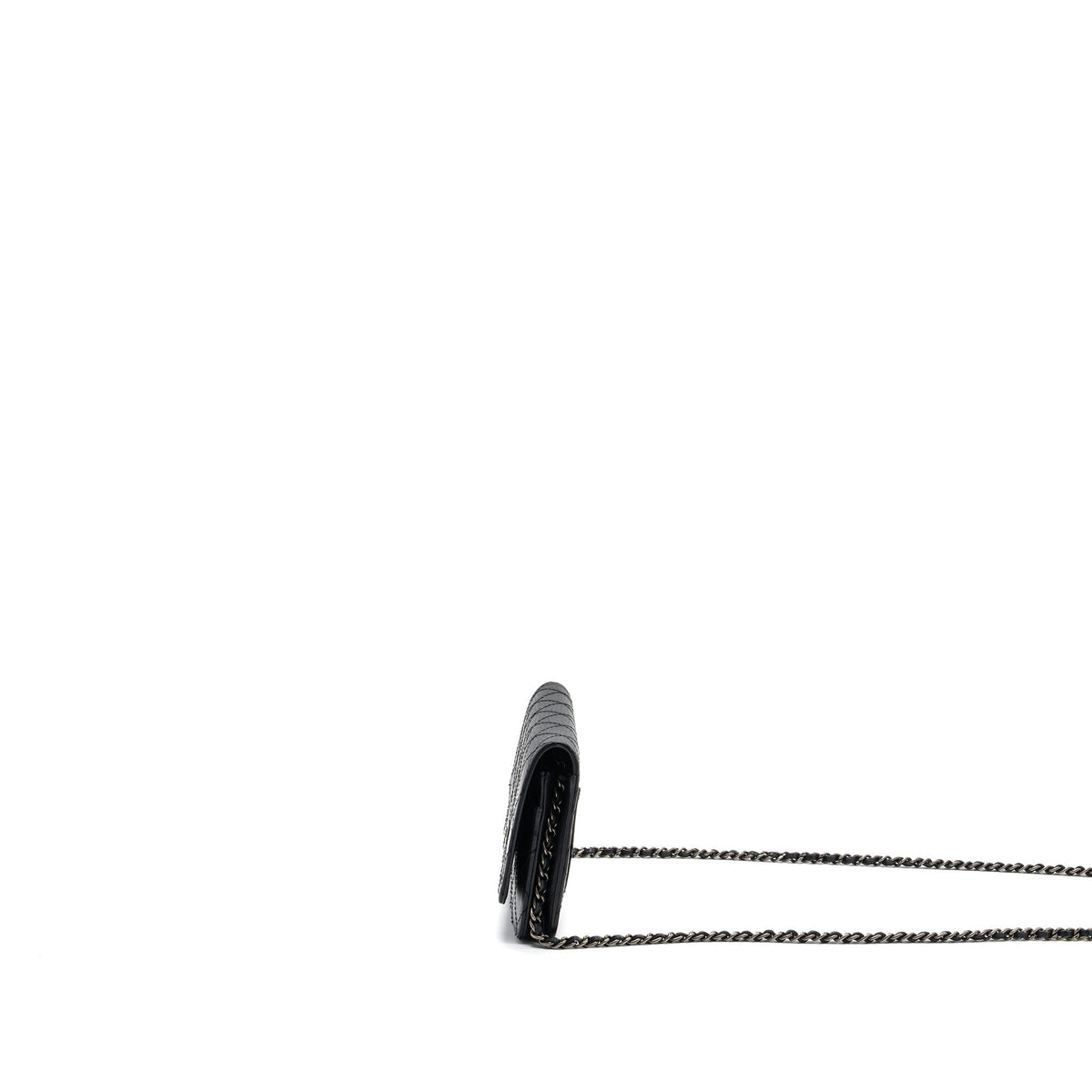 CHANEL 2.55 WALLET ON CHAIN AGED CALFSKIN BLACK RUTHENIUM SHW
