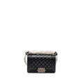 CHANEL SMALL BOY BAG CAVIAR BLACK RUTHENIUM SHW (MICROCHIP)