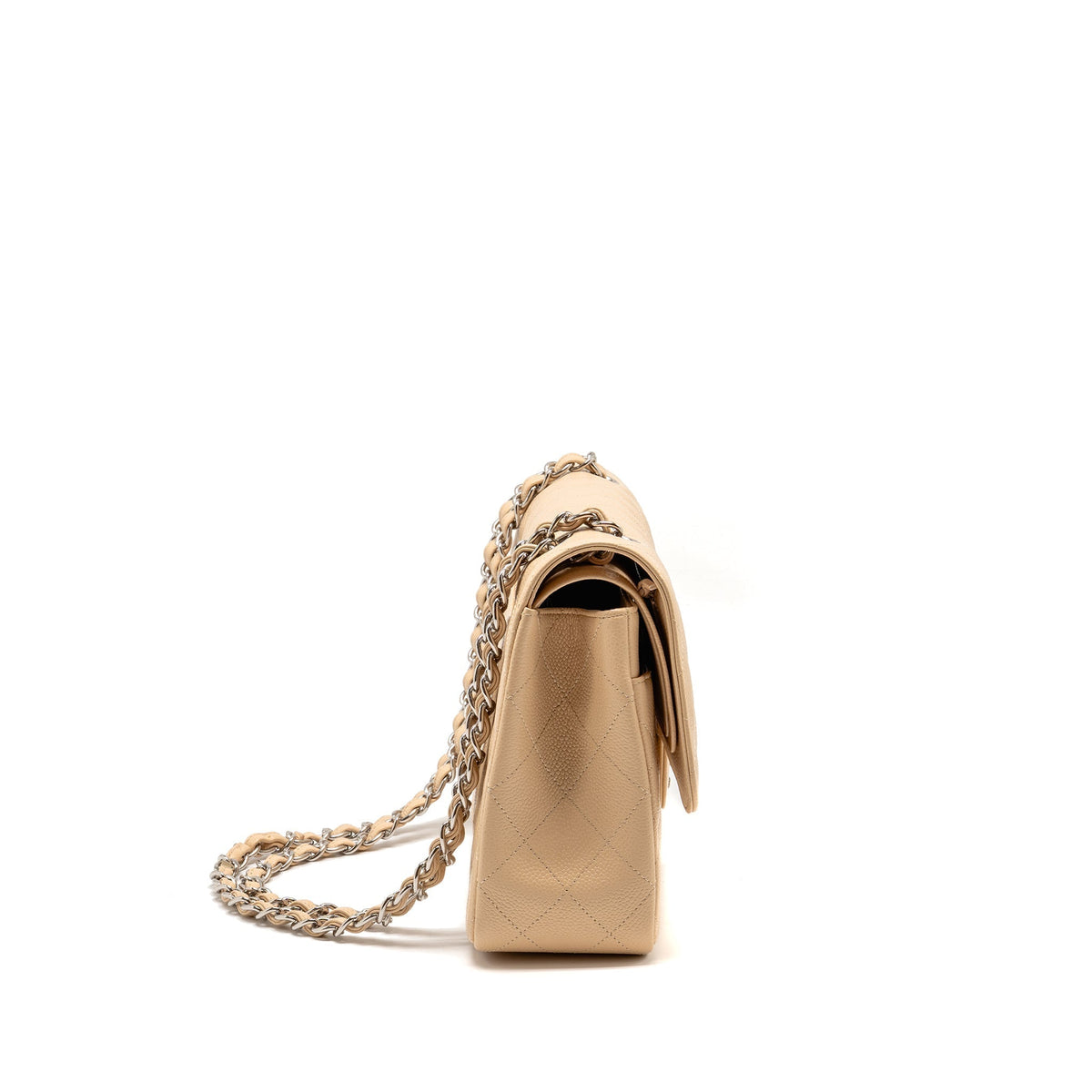 CHANEL JUMBO CLASSIC DOUBLE FLAP BAG CAVIAR BEIGE SHW