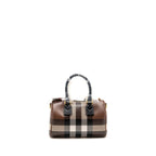 Burberry Mini Check Bowling Bag leather/canvas dark birch brown GHW