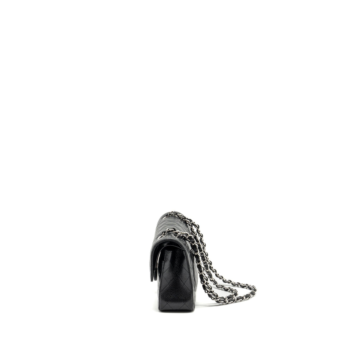 CHANEL SMALL CLASSIC DOUBLE FLAP BAG CAVIAR BLACK SHW (MICROCHIP)