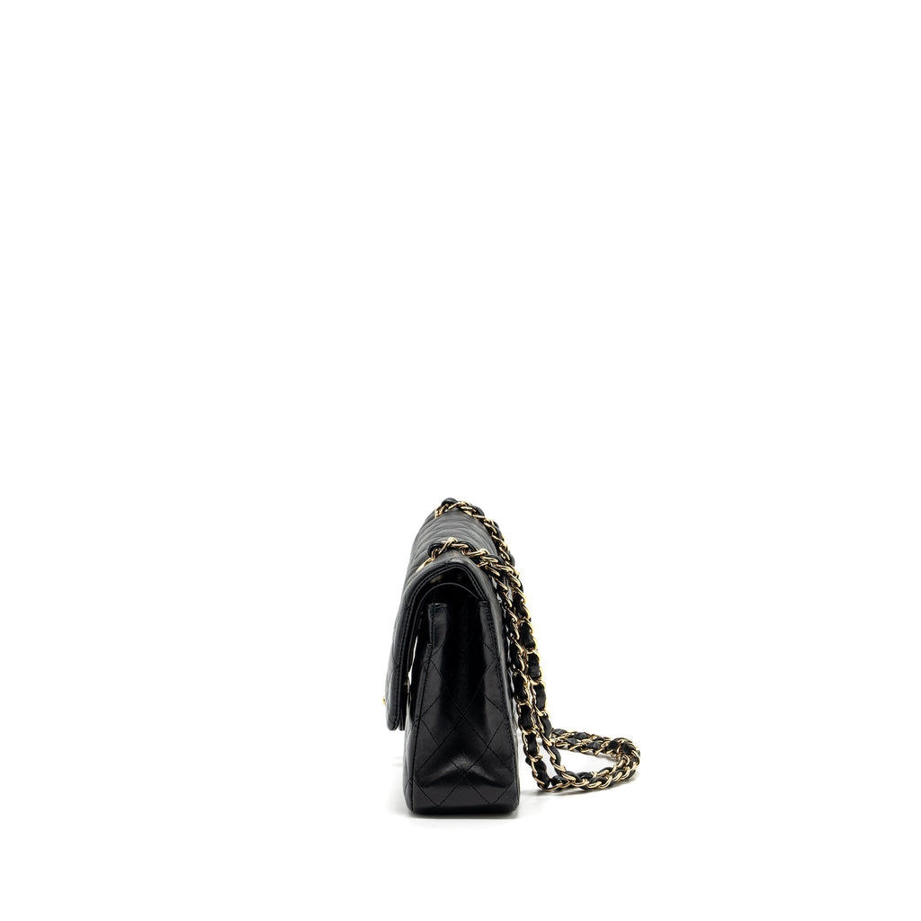 CHANEL MEDIUM CLASSIC DOUBLE FLAP BAG LAMBSKIN BLACK GHW
