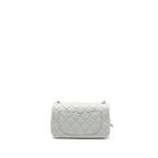 CHANEL PEARL CRUSH MINI RECTANGULAR LAMBSKIN LIGHT GREY BRUSHED GHW (MICROCHIP)