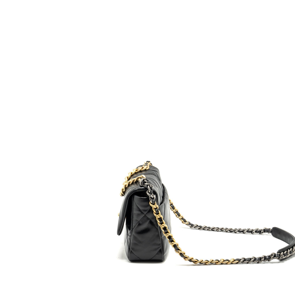 CHANEL SMALL 19 BAG GOATSKIN BLACK MULTICOLOUR HARDWARE