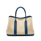 Hermes Garden Party 36 Canvas / Vache Country Craie / Bleu Outremer SHW