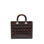DIOR LARGE LADY DIOR PATENT BURGUNDY SHW