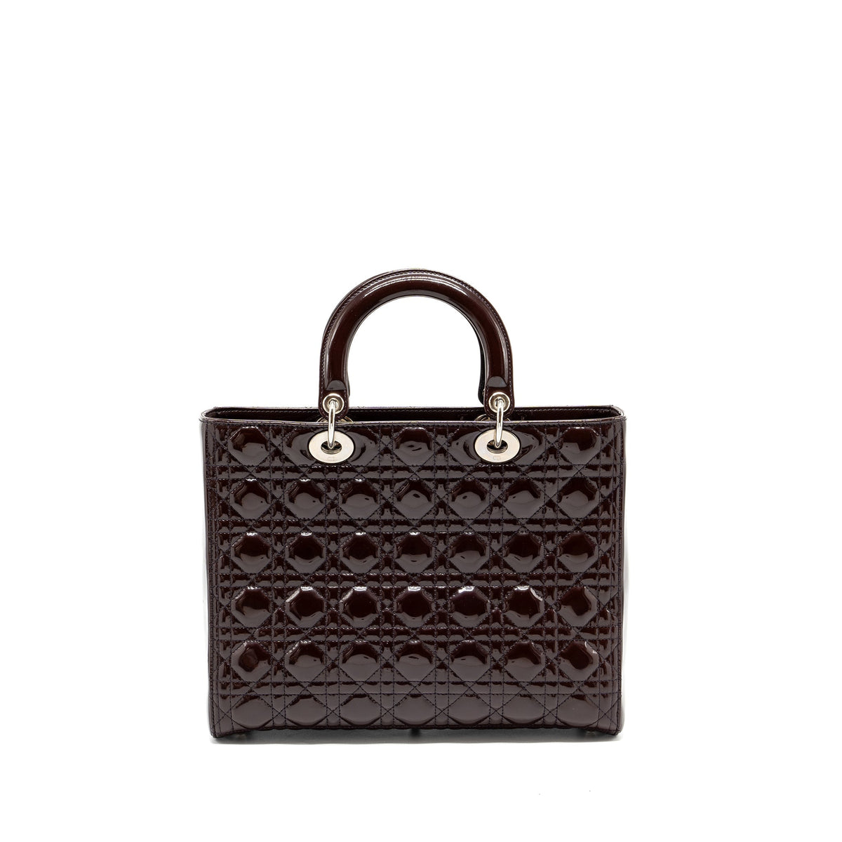 DIOR LARGE LADY DIOR PATENT BURGUNDY SHW