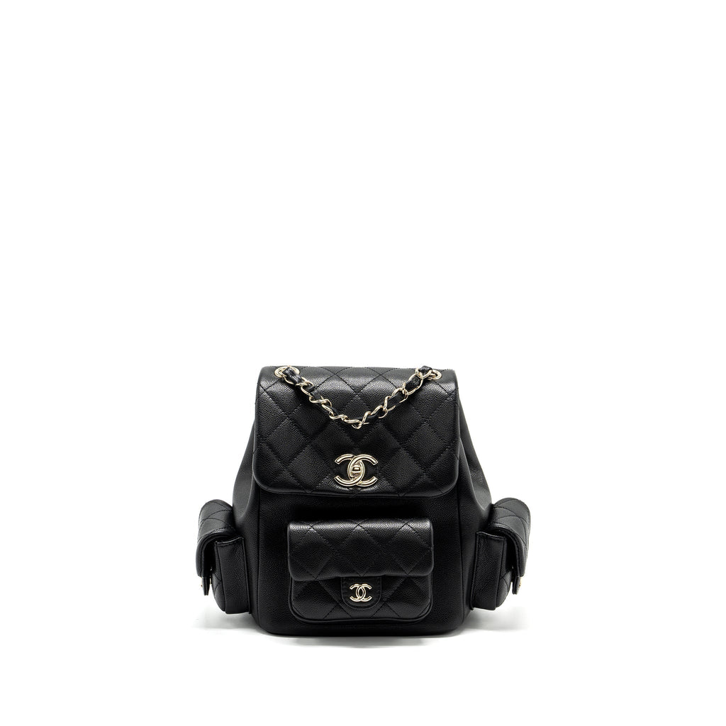 CHANEL TRIPLE POCKET BACKPACK CAVIAR BLACK LGHW (MICROCHIP)