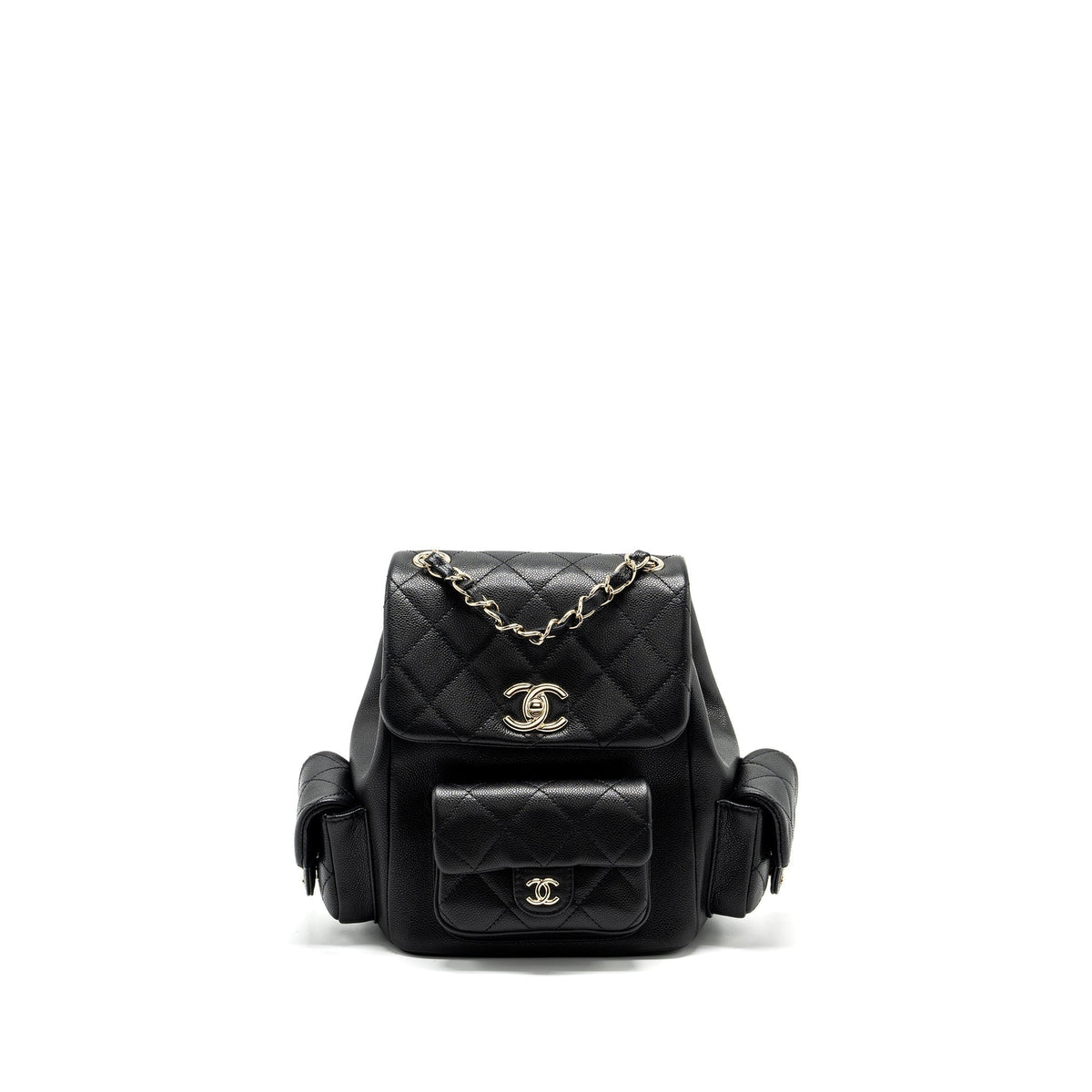 CHANEL TRIPLE POCKET BACKPACK CAVIAR BLACK LGHW (MICROCHIP)