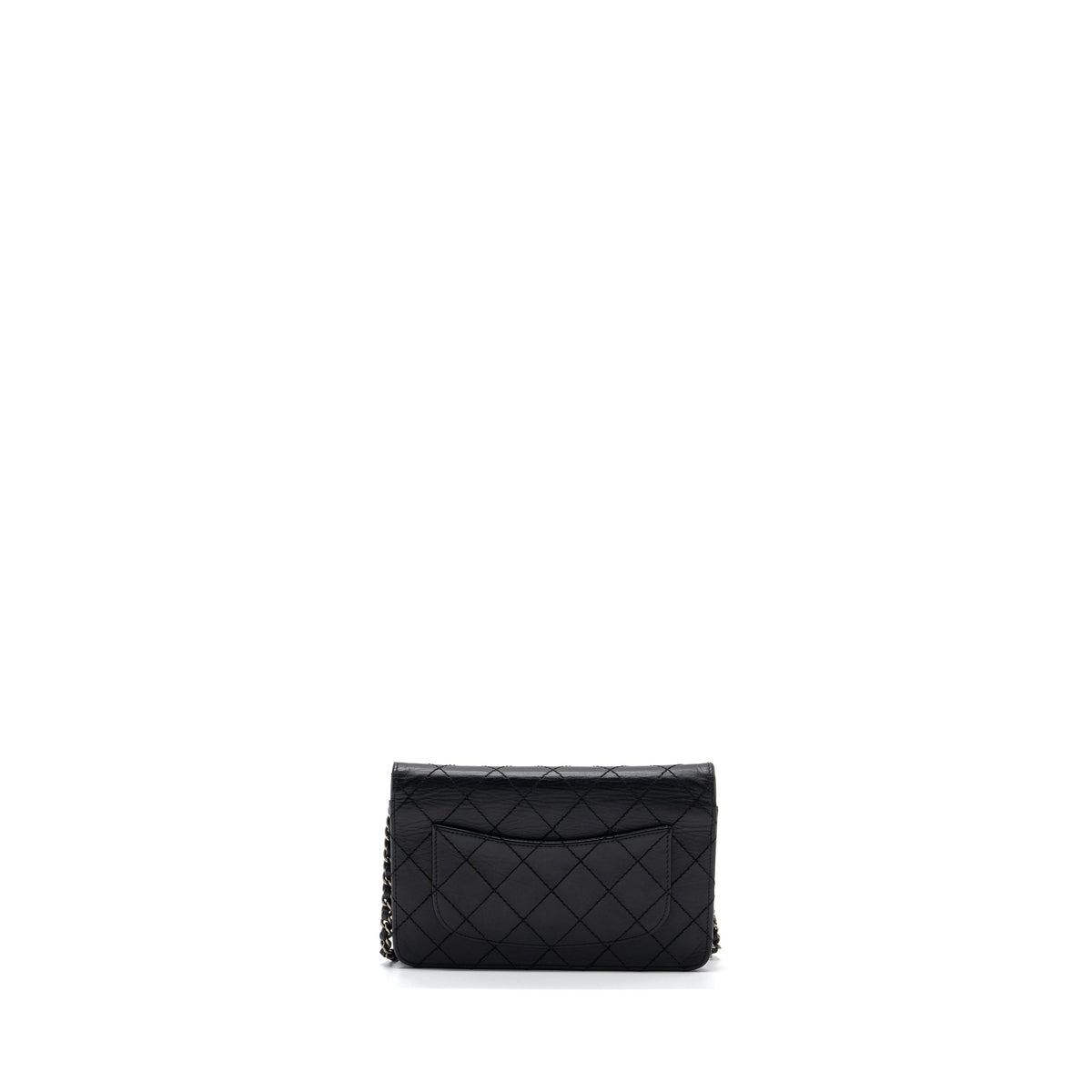 CHANEL 2.55 WALLET ON CHAIN AGED CALFSKIN BLACK RUTHENIUM SHW