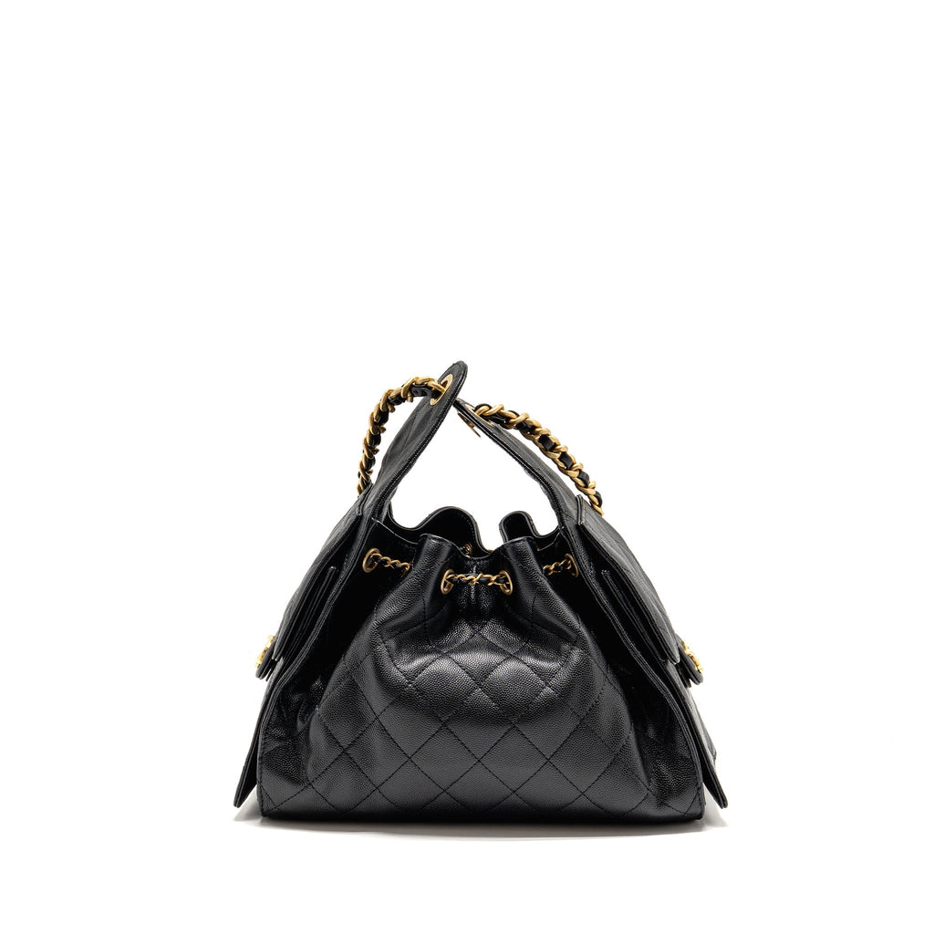 CHANEL SMALL 25 BAG CAVIAR BLACK GHW (MICROCHIP)