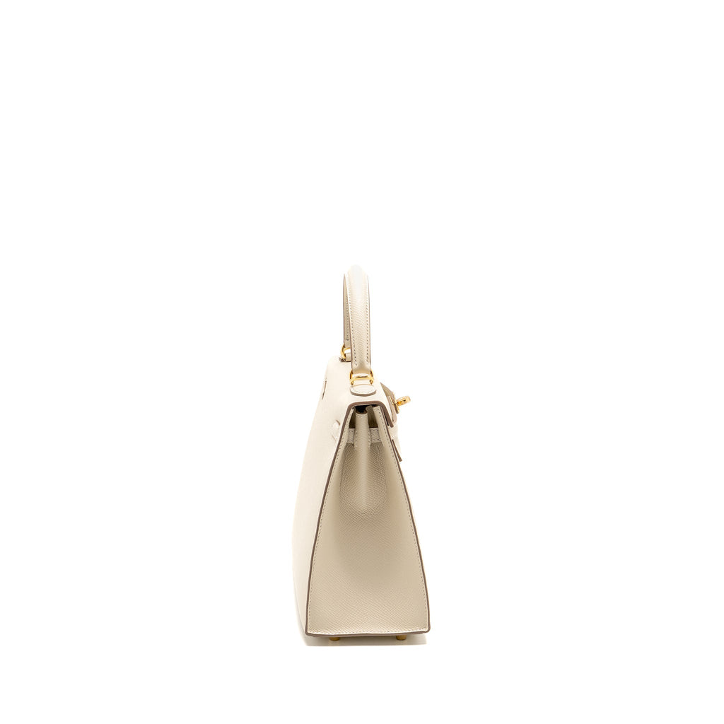 Hermes Kelly 25 Epsom Craie GHW