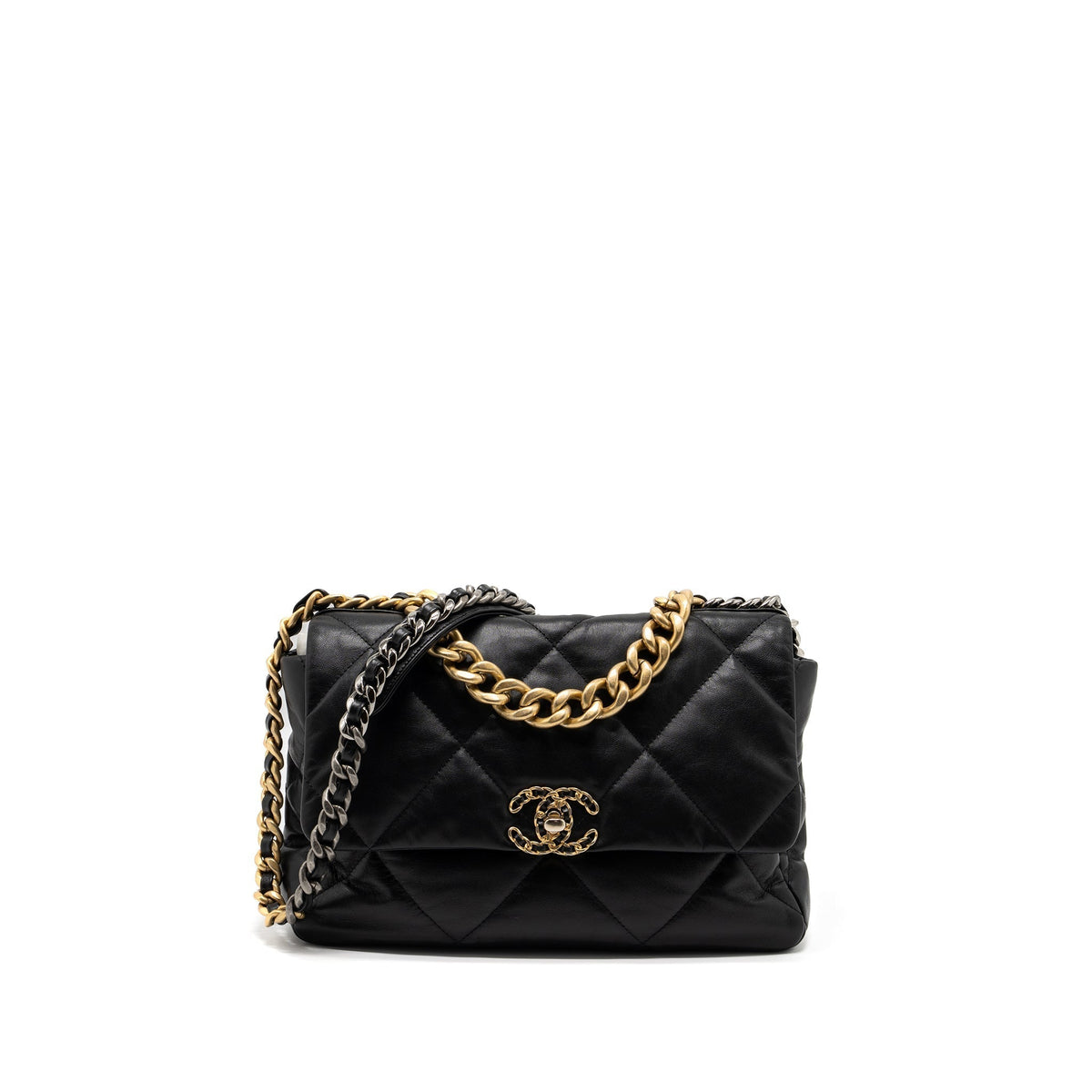 CHANEL MEDIUM 19 BAG GOATSKIN BLACK MULTICOLOUR HARDWARE