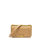 CHANEL MEDIUM BOY BAG CAVIAR BEIGE GHW