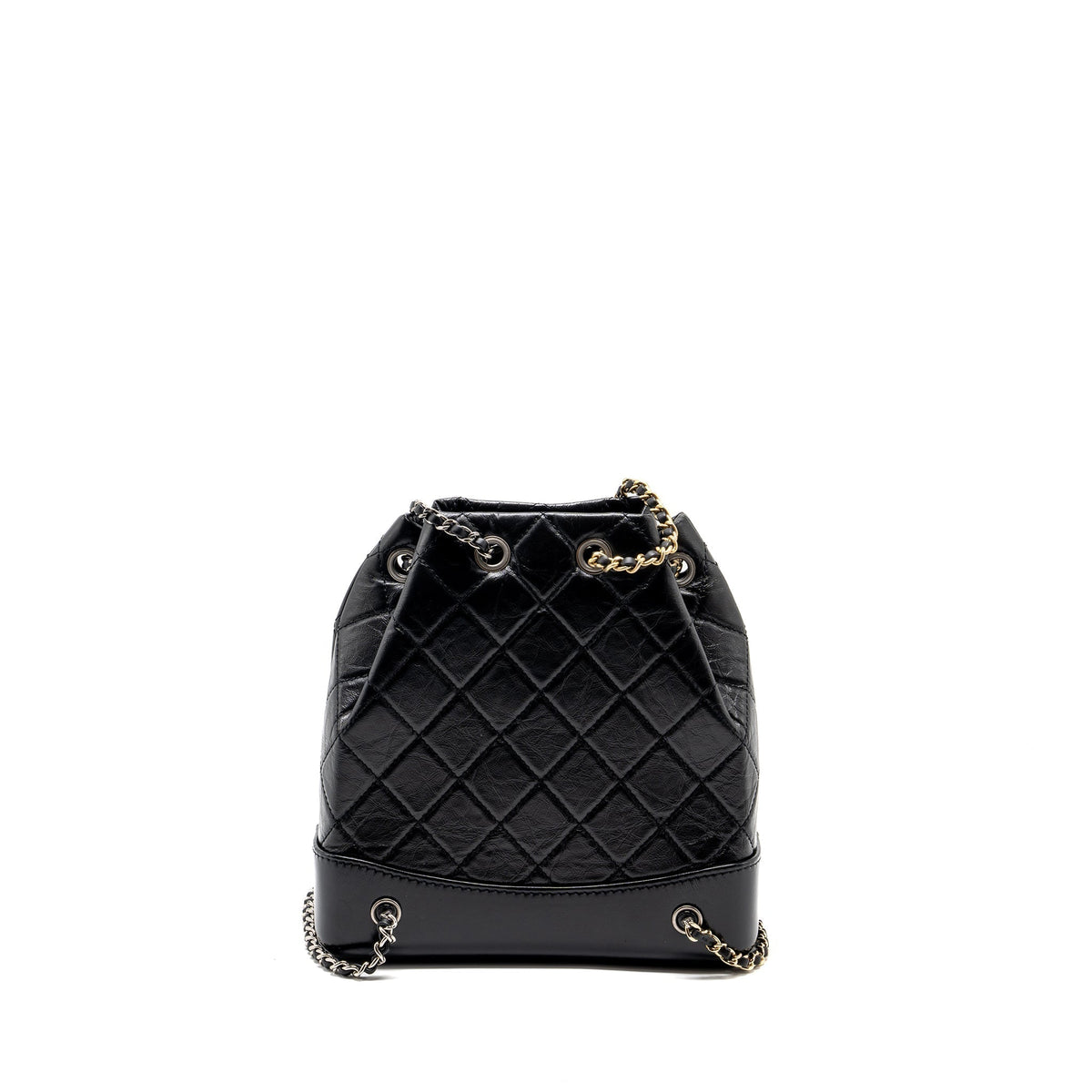 CHANEL SMALL GABRIELLE BACKPACK AGED CALFSKIN BLACK MULTICOLOUR COLOUR HARDWARE (MICROCHIP)