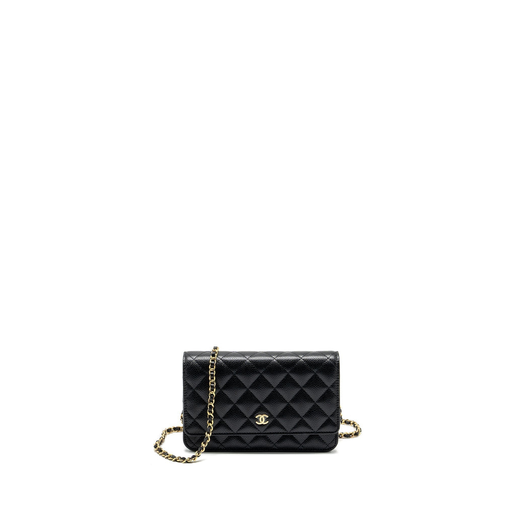 CHANEL CLASSIC WALLET ON CHAIN CAVIAR BLACK GHW (MICROCHIP)