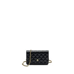 CHANEL CLASSIC WALLET ON CHAIN CAVIAR BLACK GHW (MICROCHIP)