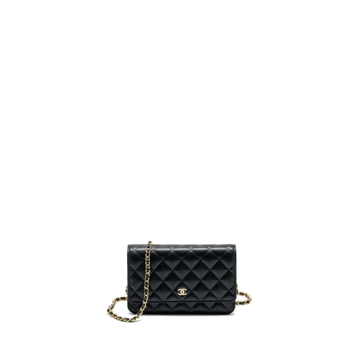 CHANEL CLASSIC WALLET ON CHAIN CAVIAR BLACK GHW (MICROCHIP)