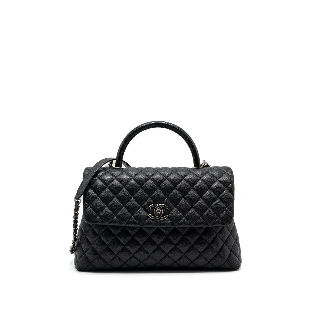 CHANEL LARGE COCO HANDLE CAVIAR BLACK RUTHENIUM HARDWARE