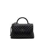 CHANEL LARGE COCO HANDLE CAVIAR BLACK RUTHENIUM HARDWARE