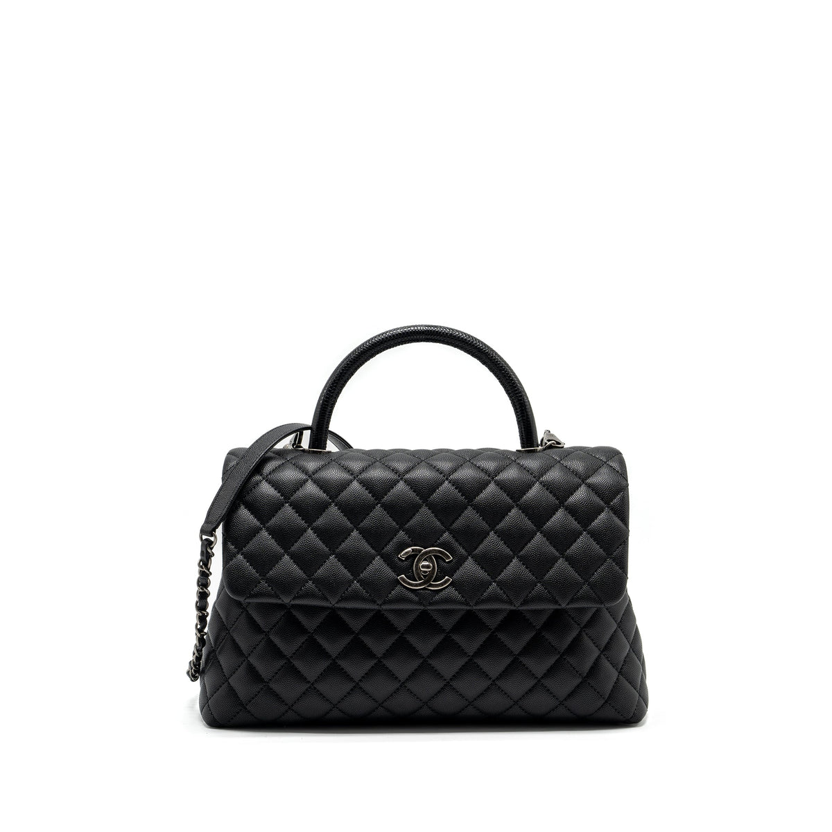 CHANEL LARGE COCO HANDLE CAVIAR BLACK RUTHENIUM HARDWARE