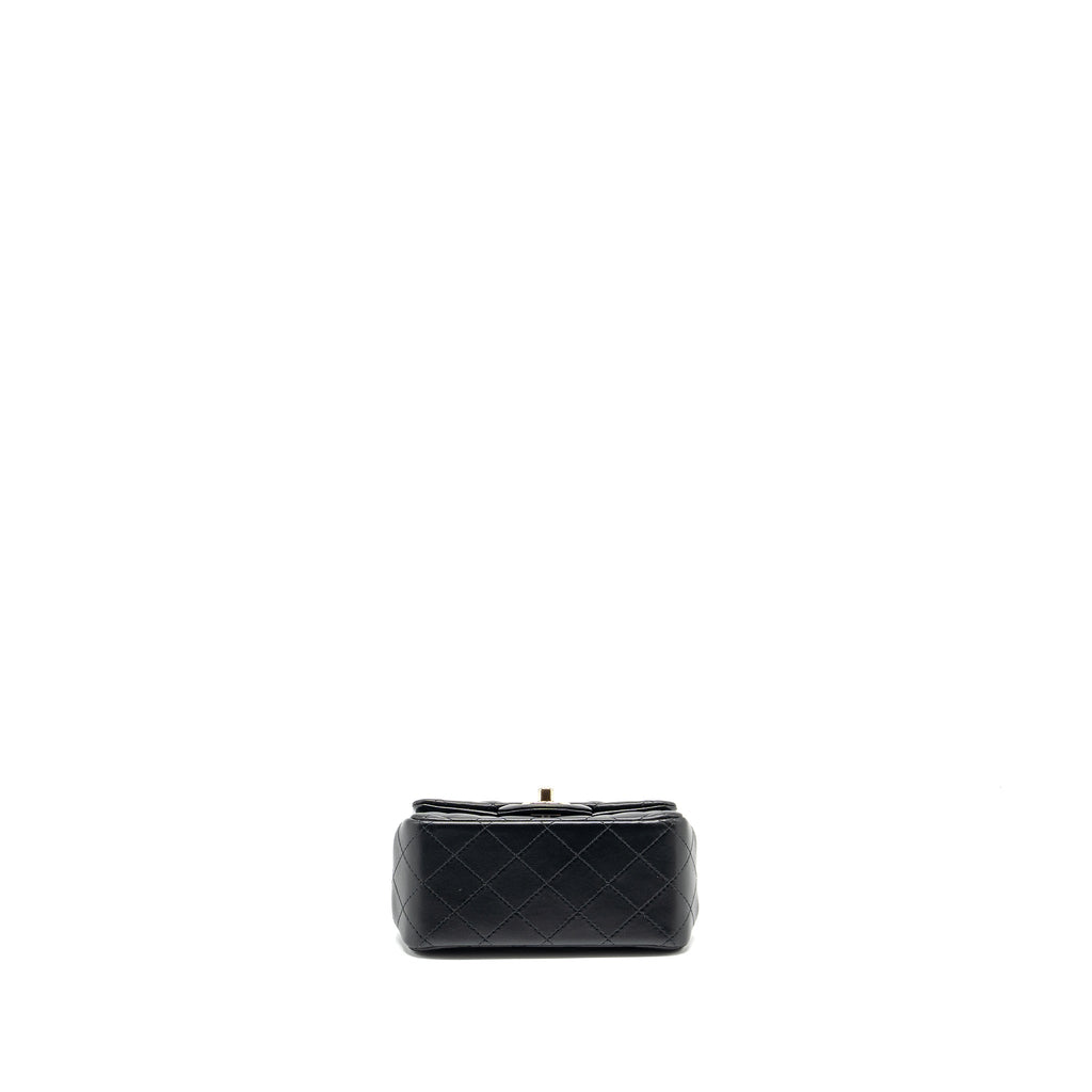 CHANEL MINI SQUARE FLAP BAG LAMBSKIN BLACK LGHW (MICROCHIP)