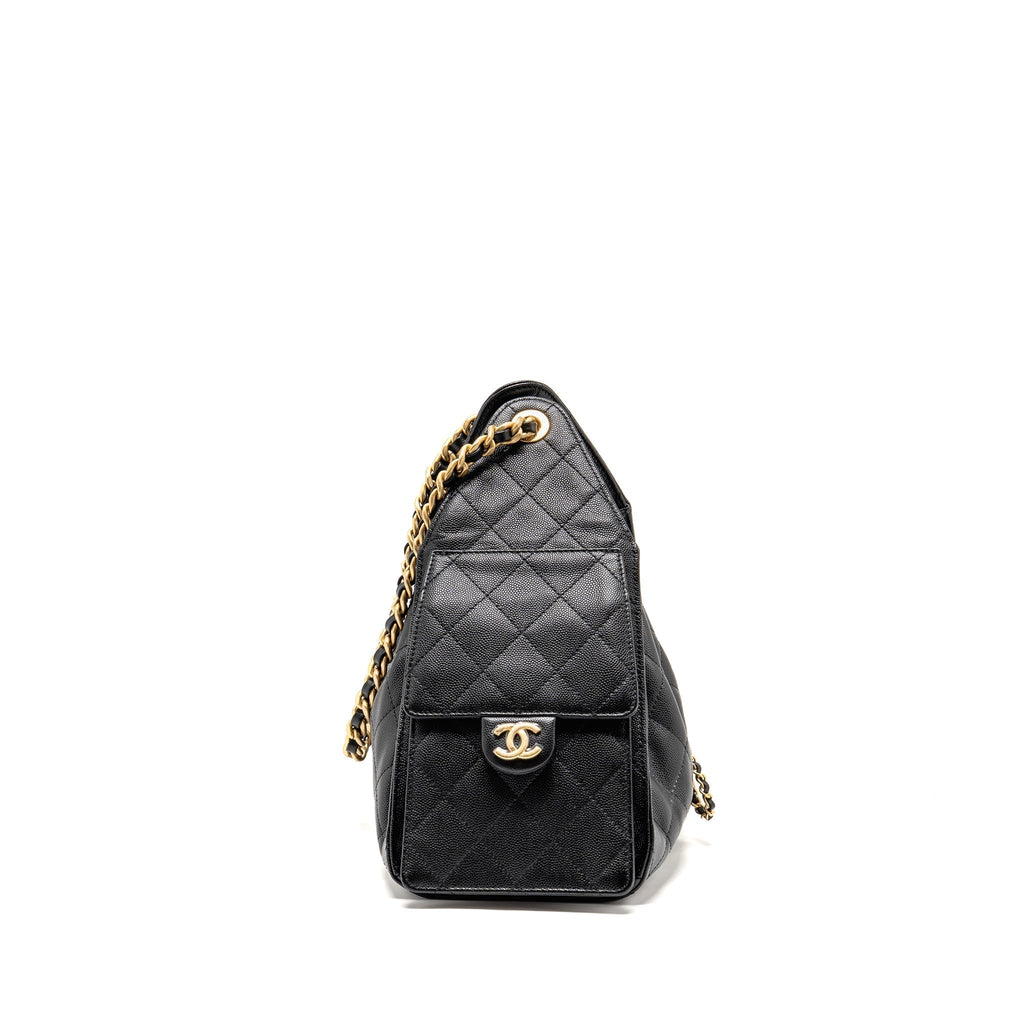 CHANEL SMALL 25 BAG CAVIAR BLACK GHW (MICROCHIP)