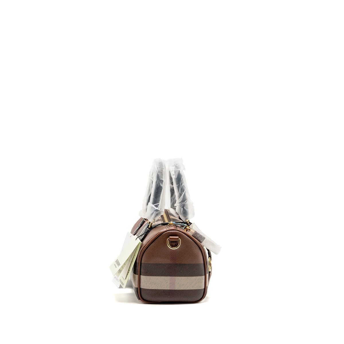 Burberry Mini Check Bowling Bag leather/canvas dark birch brown GHW