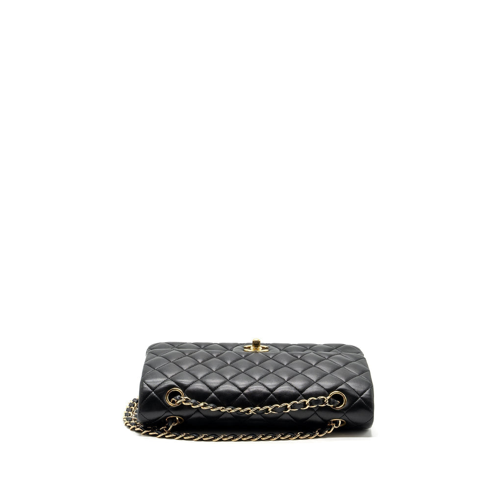 CHANEL MEDIUM CLASSIC DOUBLE FLAP BAG LAMBSKIN BLACK GHW