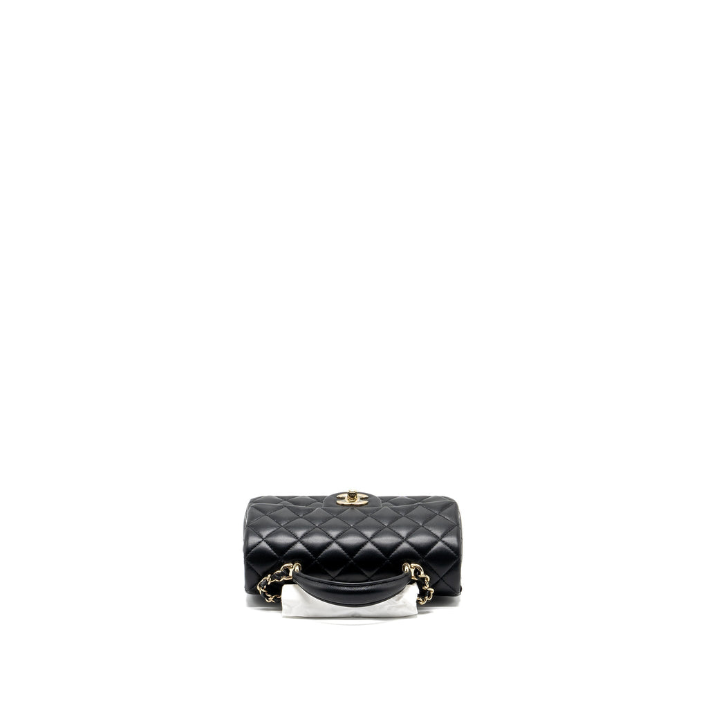 CHANEL TOP HANDLE MINI RECTANGULAR FLAP BAG LAMBSKIN BLACK LGHW (MICROCHIP )