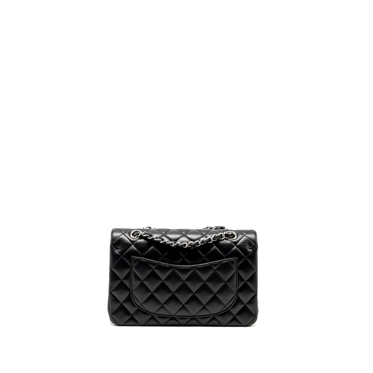 CHANEL SMALL CLASSIC DOUBLE FLAP BAG LAMBSKIN BLACK SHW (MICROCHIP)