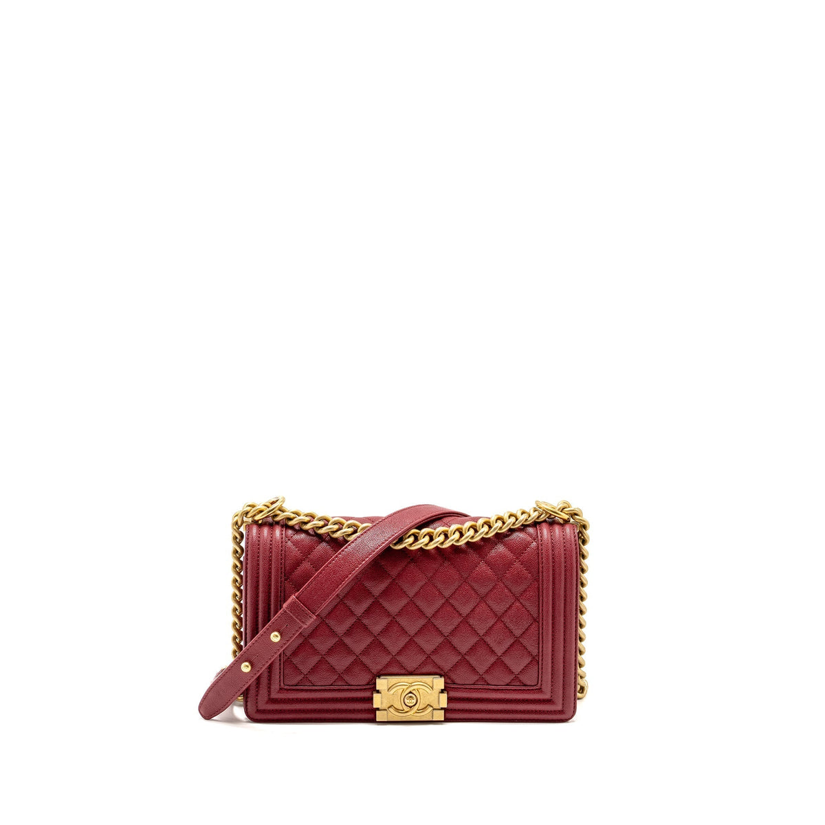 CHANEL MEDIUM BOY BAG CAVIAR RED GHW