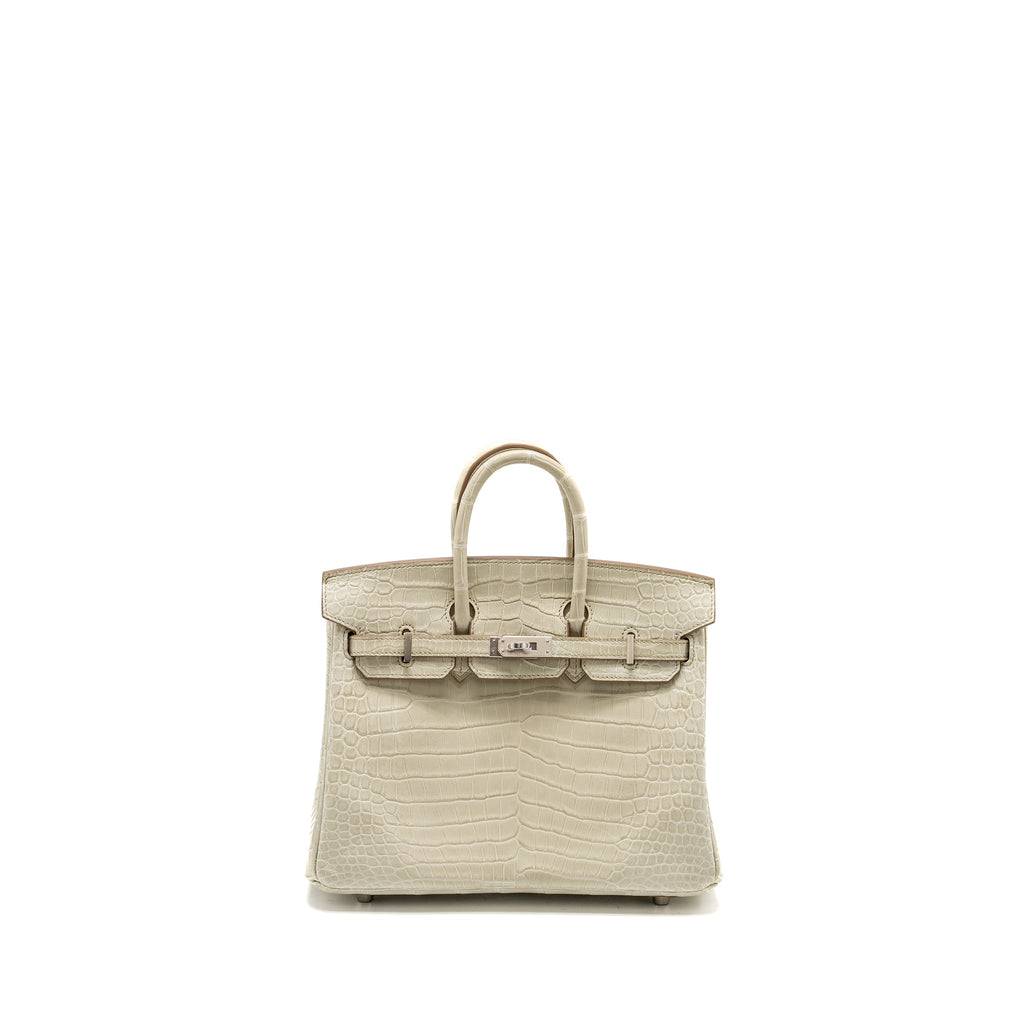 Hermes Birkin 25 Crocodile Porosus Beton SHW