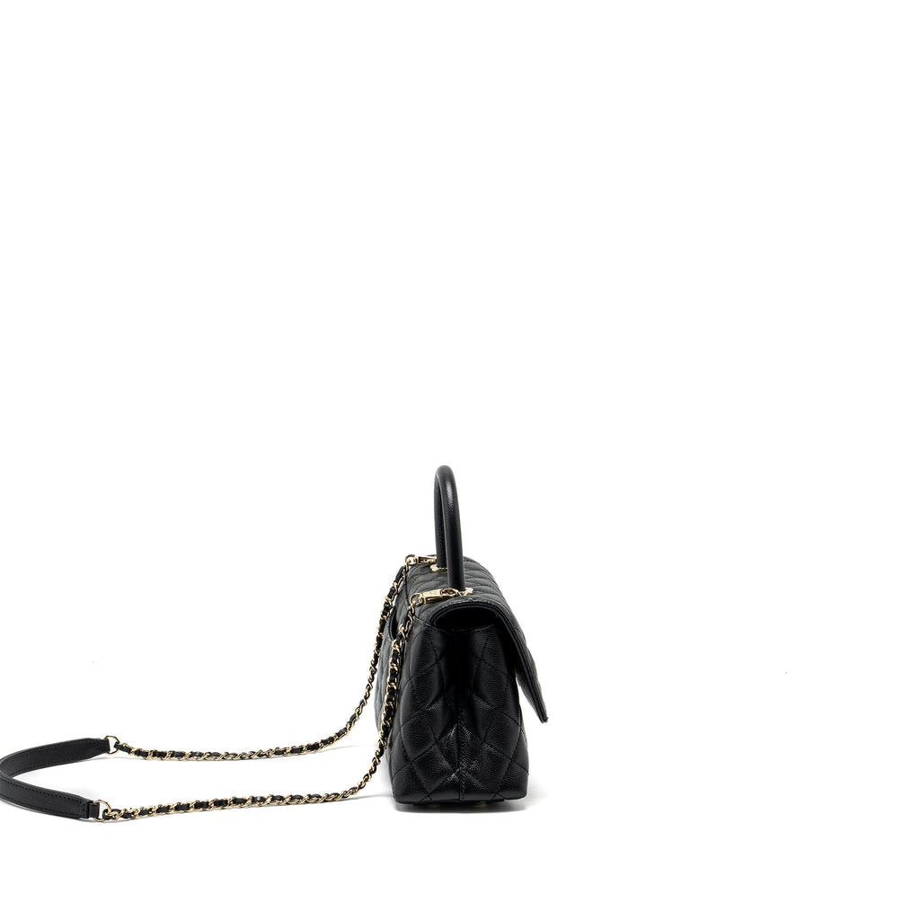 CHANEL SMALL COCO HANDLE CAVIAR BLACK LGHW (MICROCHIP)