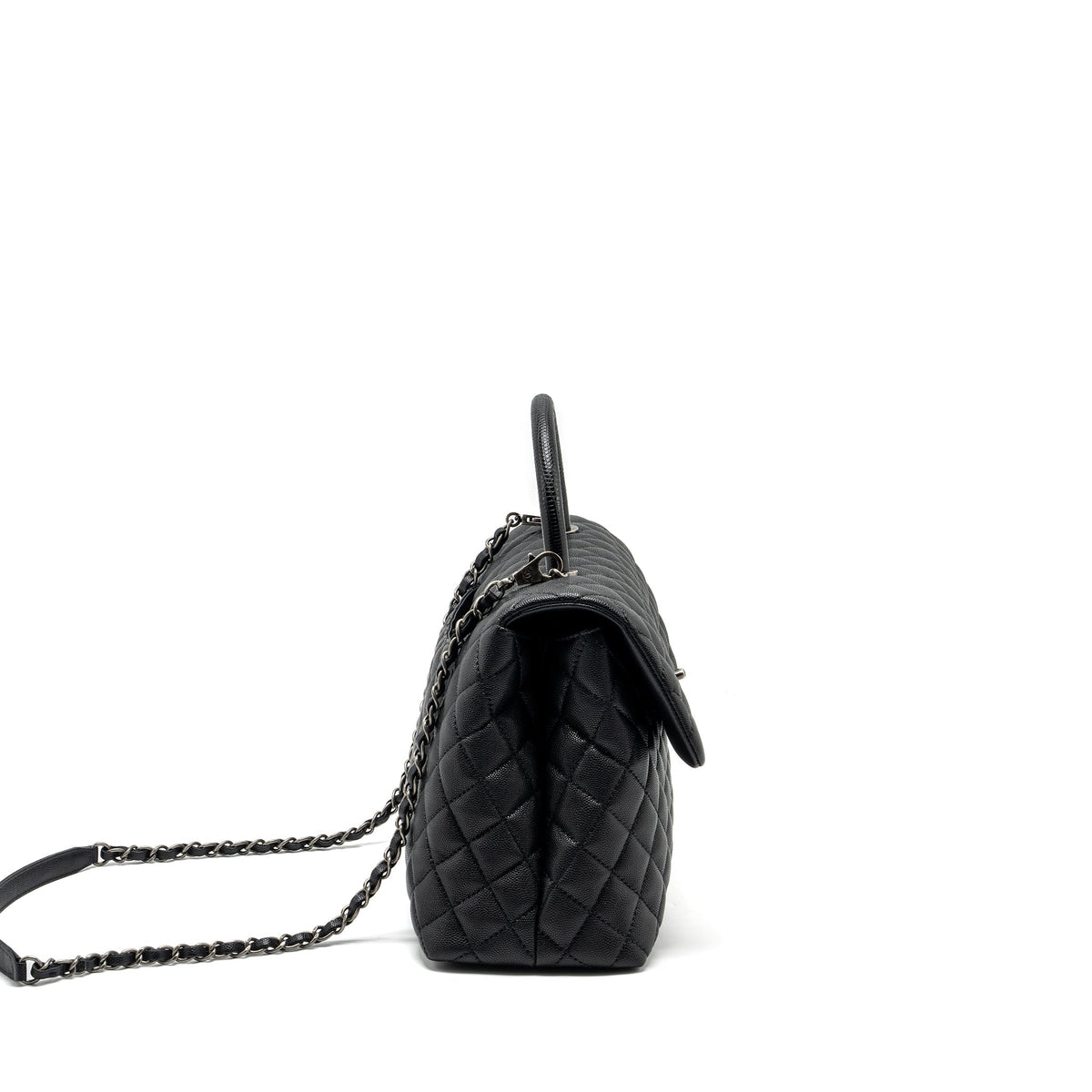 CHANEL LARGE COCO HANDLE CAVIAR BLACK RUTHENIUM HARDWARE