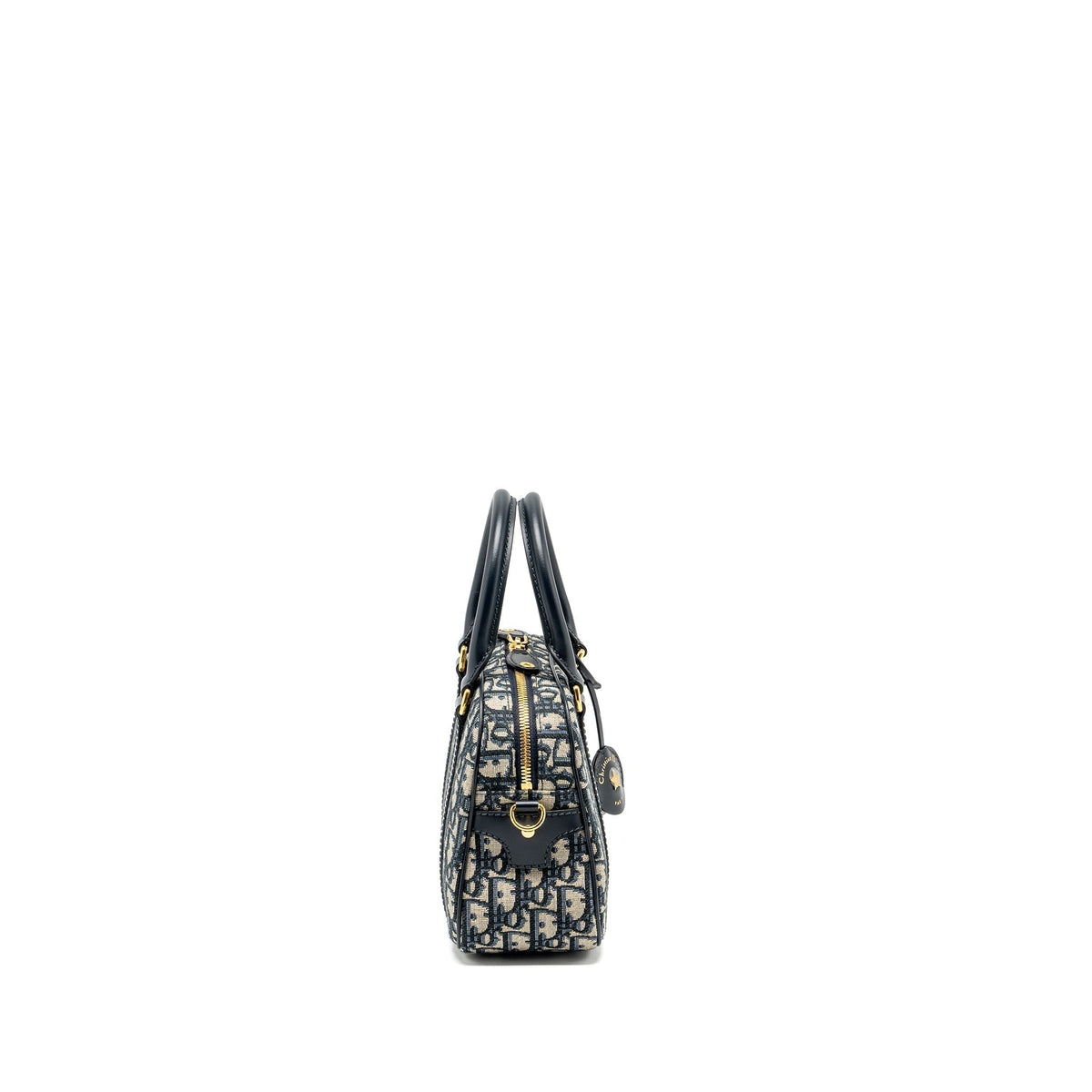 DIOR MEDIUM BOWLING BAG DIOR OBLIQUE CANVAS BLUE GHW