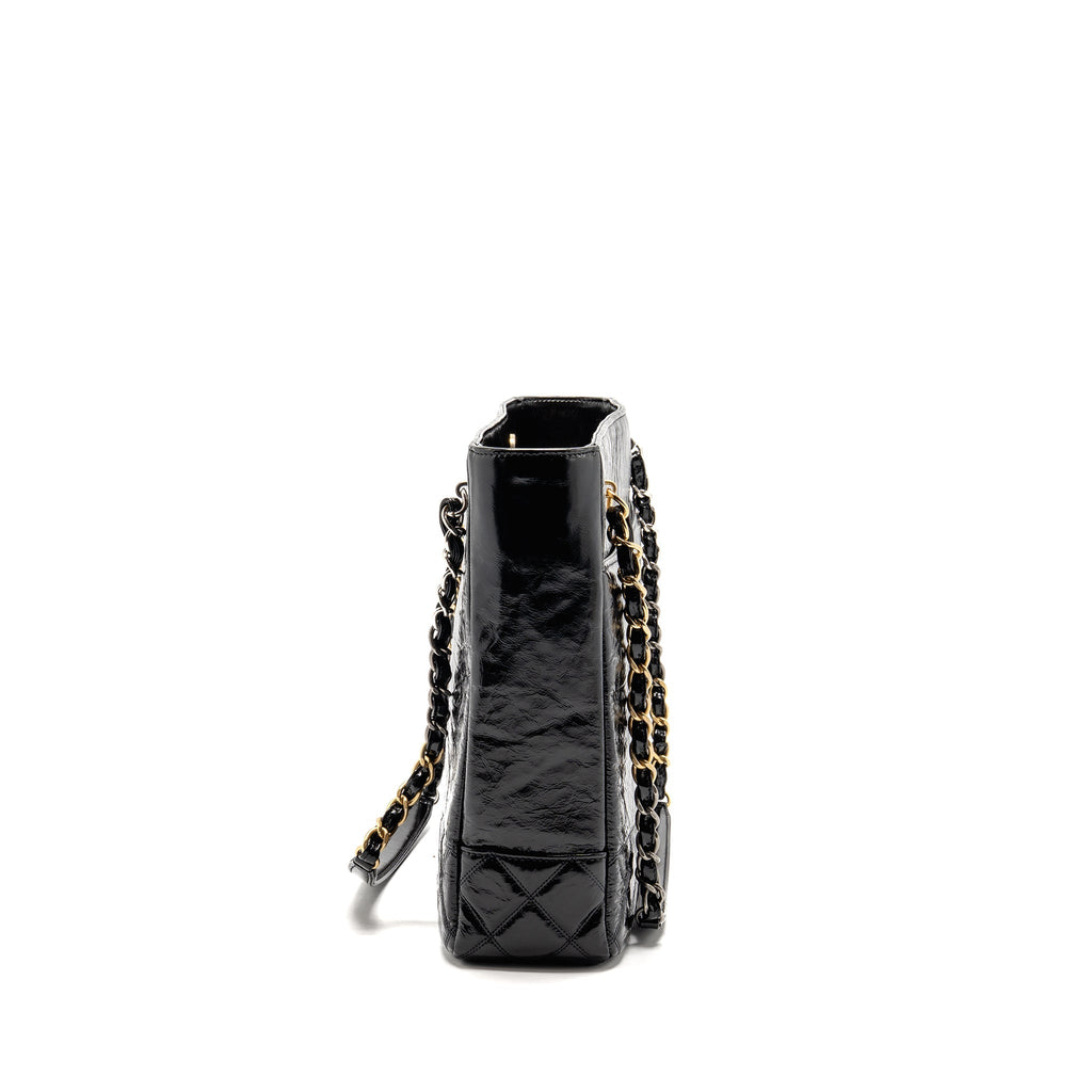 Chanel Paris-31 rue Cambon timeless shopping tote quilted shiny aged calfskin black multicoloured hardware