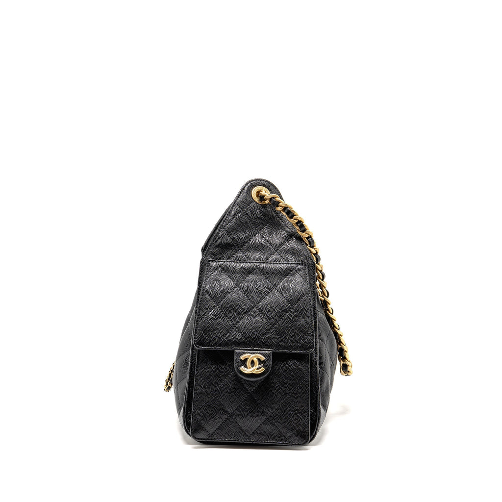 CHANEL SMALL 25 BAG CAVIAR BLACK GHW (MICROCHIP)