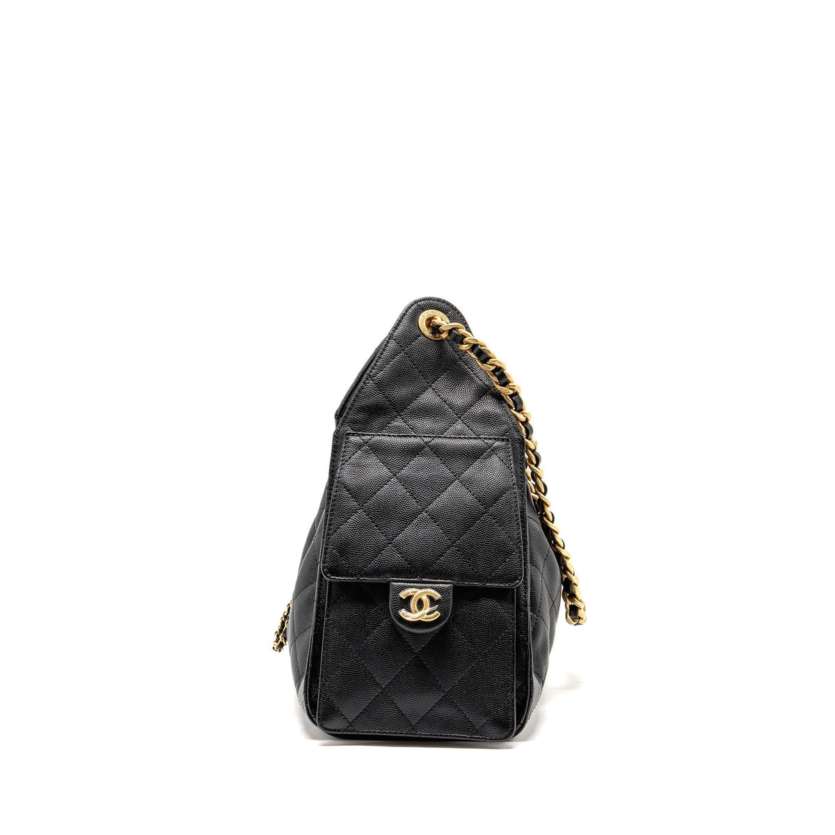 CHANEL SMALL 25 BAG CAVIAR BLACK GHW (MICROCHIP)