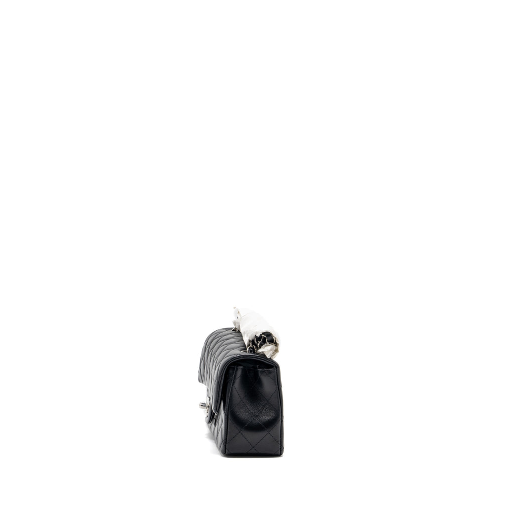 CHANEL MINI RECTANGULAR FLAP BAG LAMBSKIN BLACK SHW (MICROCHIP)