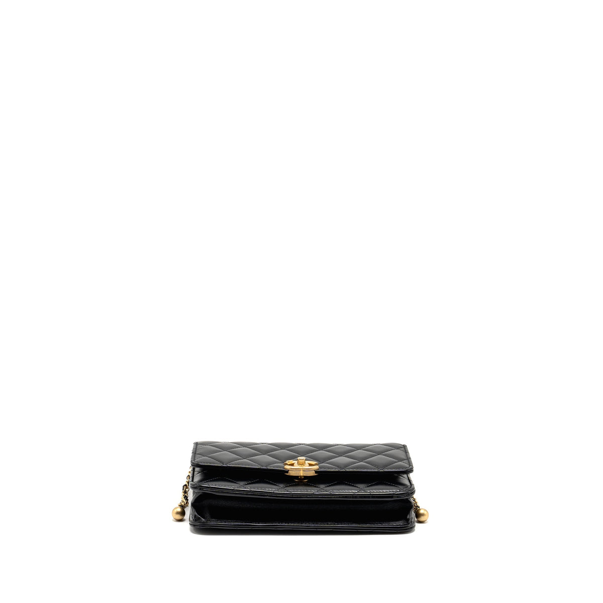CHANEL 24C GOLD CRUSH WALLET ON CHAIN CALFSKIN BLACK GHW(MICROCHIP)
